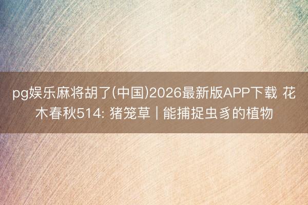 pg娱乐麻将胡了(中国)2026最新版APP下载 花木春秋514: 猪笼草 | 能捕捉虫豸的植物
