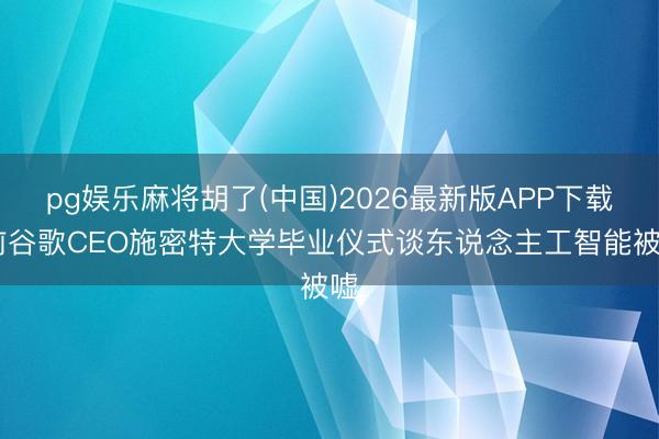 pg娱乐麻将胡了(中国)2026最新版APP下载 前谷歌CEO施密特大学毕业仪式谈东说念主工智能被嘘