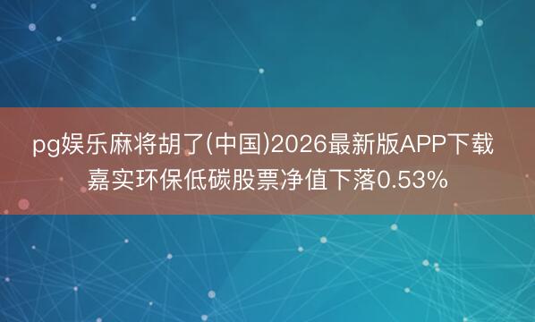 pg娱乐麻将胡了(中国)2026最新版APP下载 嘉实环保低碳股票净值下落0.53%