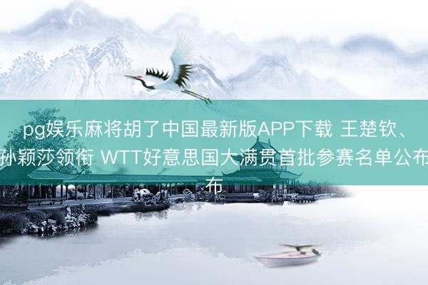 pg娱乐麻将胡了中国最新版APP下载 王楚钦、孙颖莎领衔 WTT好意思国大满贯首批参赛名单公布