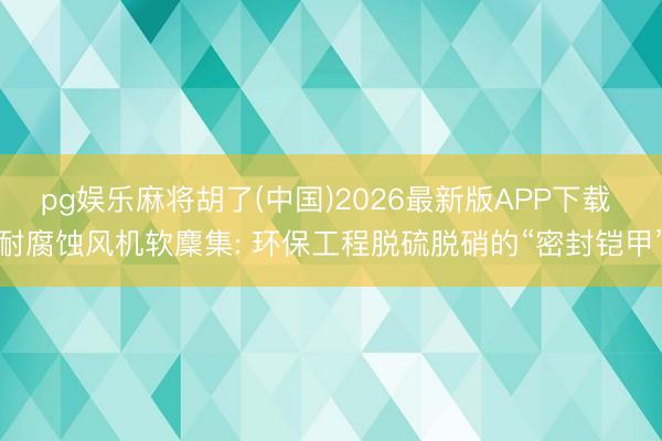 pg娱乐麻将胡了(中国)2026最新版APP下载 耐腐蚀风机软麇集: 环保工程脱硫脱硝的“密封铠甲”