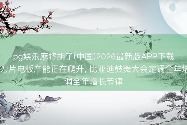 pg娱乐麻将胡了(中国)2026最新版APP下载 第二代刀片电板产能正在爬升, 比亚迪鼓舞大会定调全年增长节律