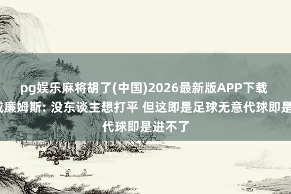 pg娱乐麻将胡了(中国)2026最新版APP下载 尼科·威廉姆斯: 没东谈主想打平 但这即是足球无意代球即是进不了
